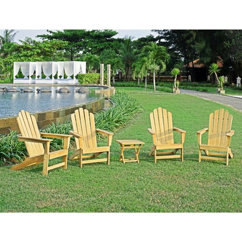 Teak Adirondack Chair Set with Table 5PCS