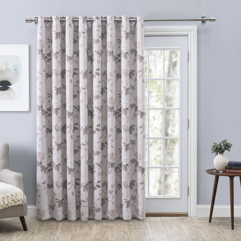 Élégant panneau de patio double occultant à motif floral avec œillets Taedyn, Rosé
