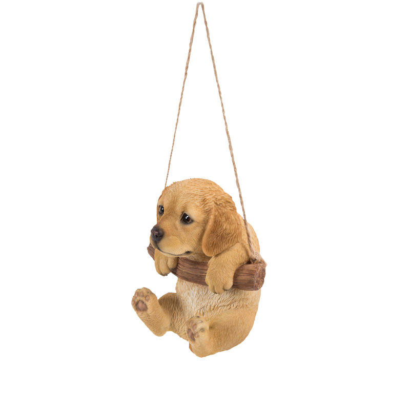 Tan Brown Hanging Golden Retriever Puppy Garden Statue