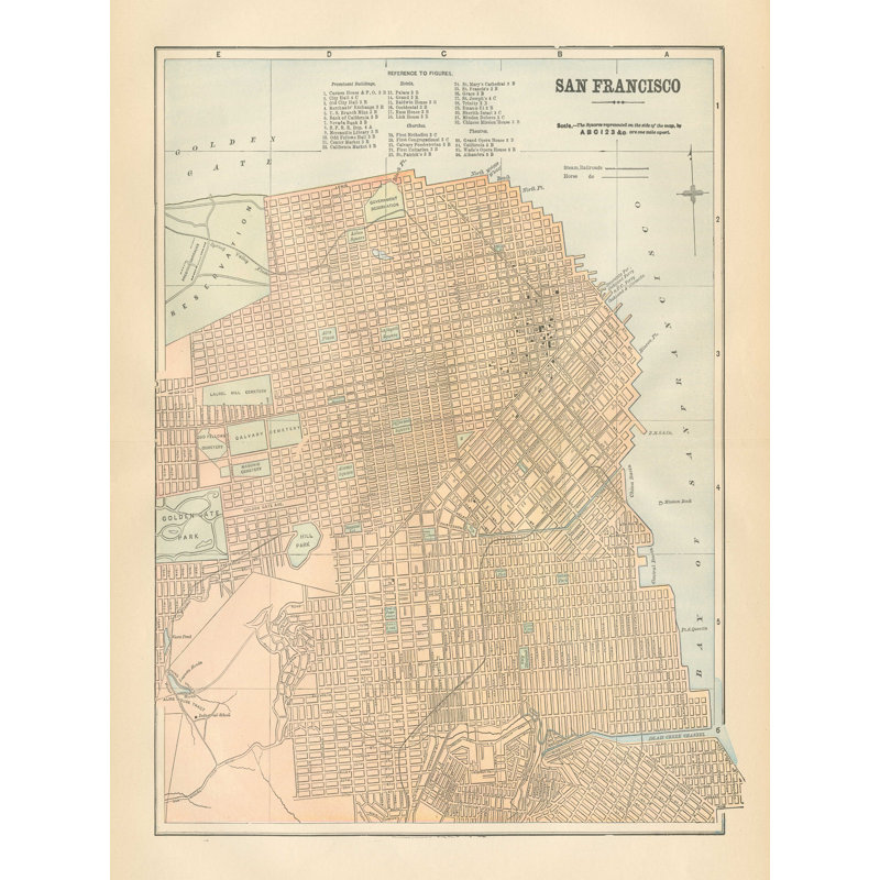 Carte de San Francisco par Wild Apple Portfolio - impression sur toile tendue, H 16 po x l 12 po