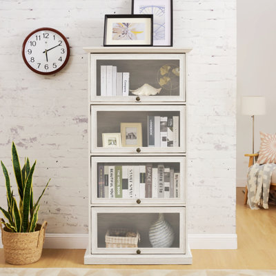 Glass Display Cabinet 4 Tier Glass Display Cabinet Storage Curio Cabinet With Flip Up Glass Doors