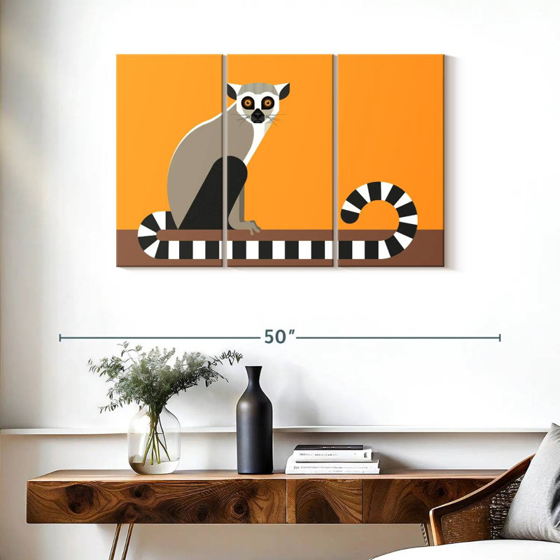 Illustration d'un lémur catta, H 24 po x l 38 po