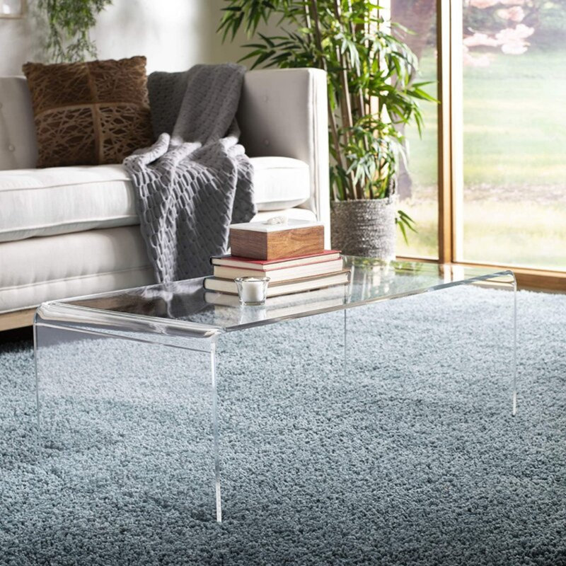 Table basse en acrylique Plyler, H 16 po x L 39 po x l 20 po