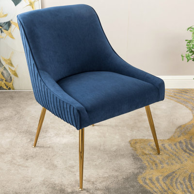 Chaise de salle à manger en velours avec pieds dorés, chaise d'appoint rembourrée moderne, chaise d'appoint confortable pour la cuisine et le salon