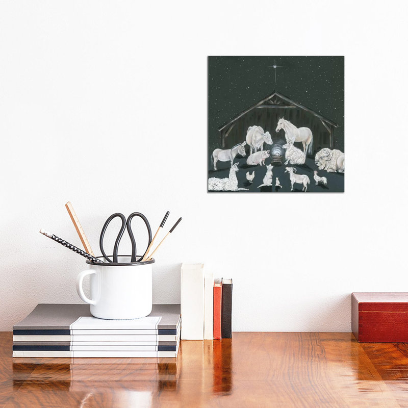 Animal Nativity Scene - Wrapped Canvas Print, 30.48 cm H x 30.48 cm W