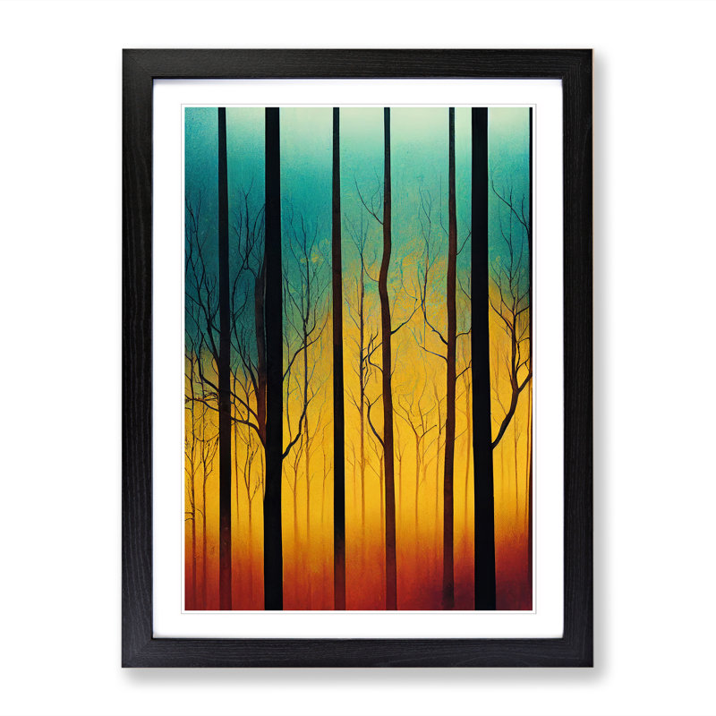 FRM-V0523-985X Forest Marbling Vol.1 1 Piece Single Picture Frame Wall Art, 46cm H x 34cm W x 2cm D, Black Framed