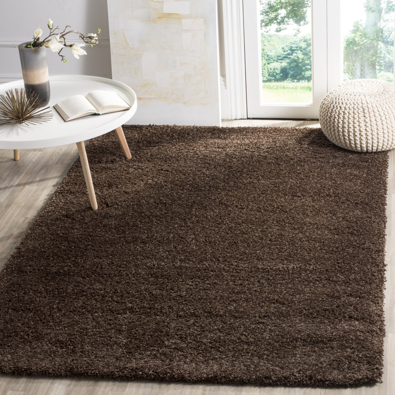 Angeliya Shag Performance Solid Color Rug, Rectangle 9'6" x 13', Brown