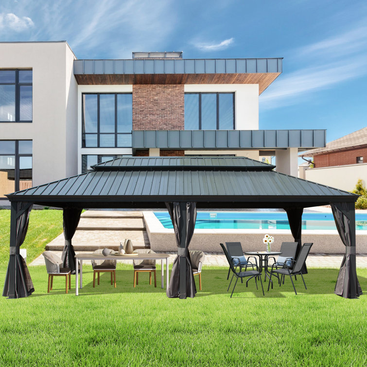 Galvanized 24 Ft. W x 14 Ft. D Aluminum Barrel Gazebo