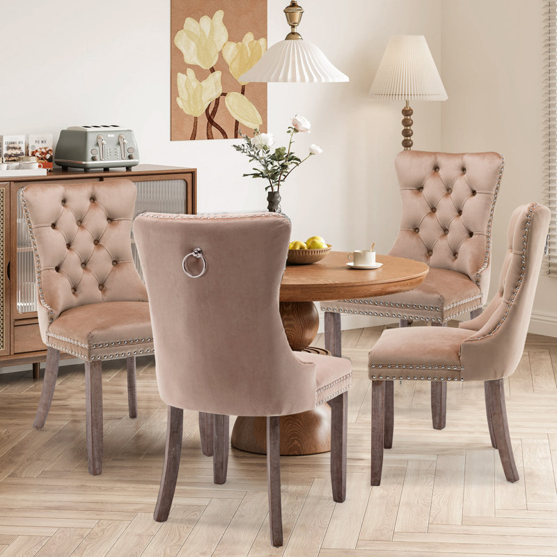 Chaise de salle à manger Kenta, Brun foncé, Kaki