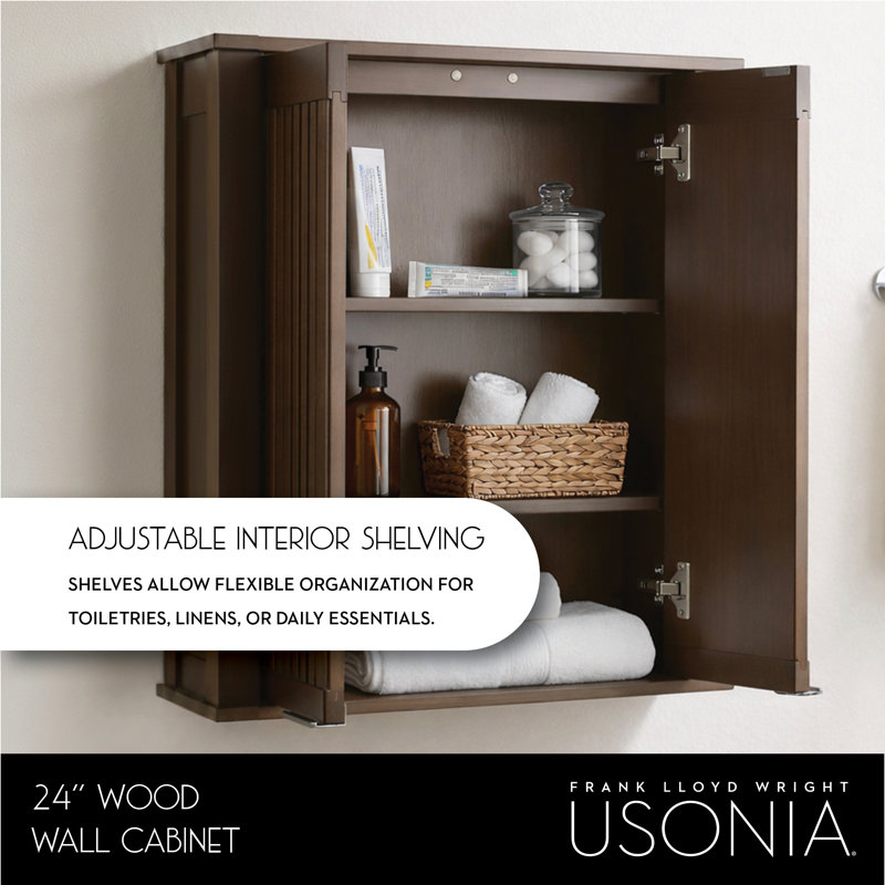 Through Lines Wall Mounted Bathroom Wall Cabinet, Brown