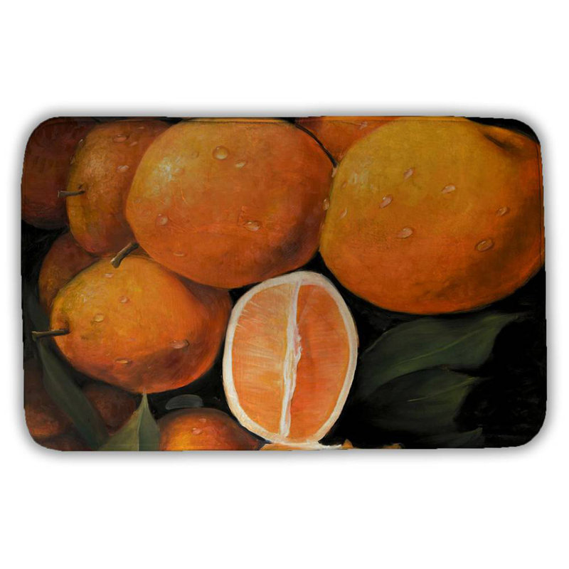 Fresh oranges Bath Mat with Non-Slip Backing - Quick Dry Memory Foam Bathroom Rug - Absorbent - Modern Plush Spa-Style - Machine Washable