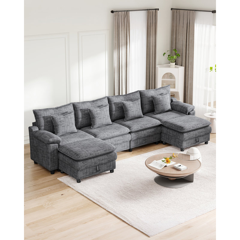 Sofa, 87 cm H x 298 cm W x 80 cm D