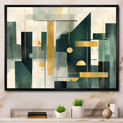 Gold Green Parallel Universes - Abstract Shapes Wall Art