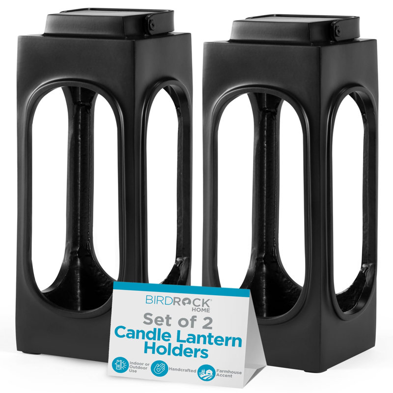  BirdRock Home 4'' H Large Candle Holders - Metal Vintage Lanterns, Black