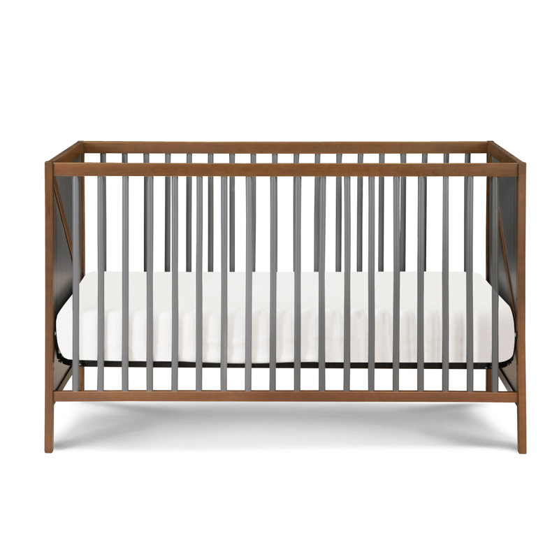 Pixie Zen 3In1 Crib In Walnut/Charcoal, Walnut/Gray
