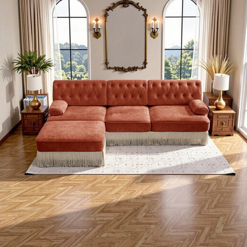 Canapé modulaire Chesterfield, Orange