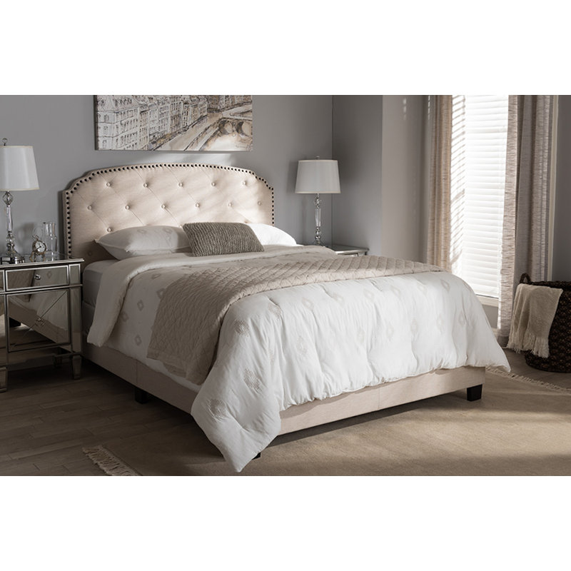 Jeb Upholstered Standard Bed, Light Beige, Queen