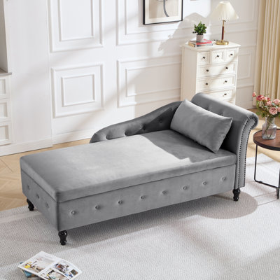 Méridienne surdimensionnée rembourrée en velours avec rangement caché L 74 po Maci