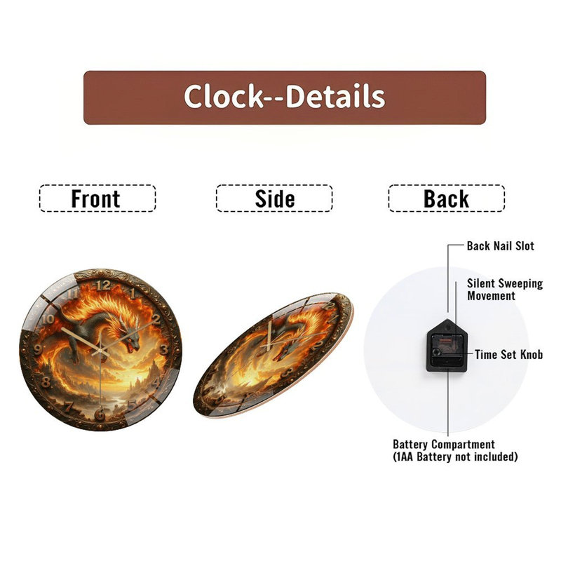Horloge murale Fire Fire Fantasy - horloge murale 12 po