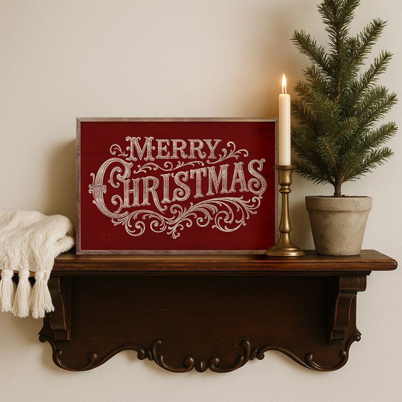 Joyeux Noël orné, Rouge, H 24 po x l 36 po