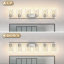 Applique murale 6 lumières en nickel nickel brossé pour salle de bain, verre cylindrique transparent-1713517558