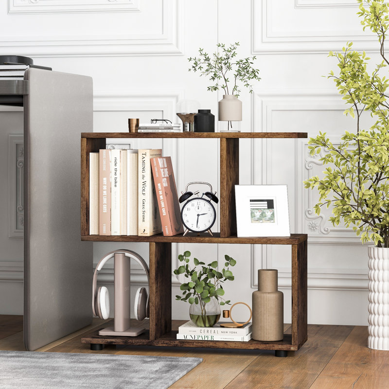 Britteney 60 cm H x 60 cm W Geometric Bookcase, Brown