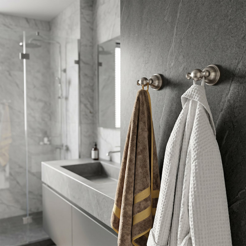 Crochets muraux en nickel brossé, crochet de serviette et peignoir en métal robuste, crochet de salle de bain mural pour la chambre à coucher, la salle de bain et l'organisation à la maison