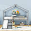 Lit mezzanine simple en bois avec glissoire et échelle-262562765