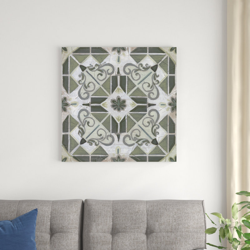 «Vintage Verdigris Tile IV» par June Erica Vess, reproduction d'art sur toile tendue, H 30 po x l 30 po