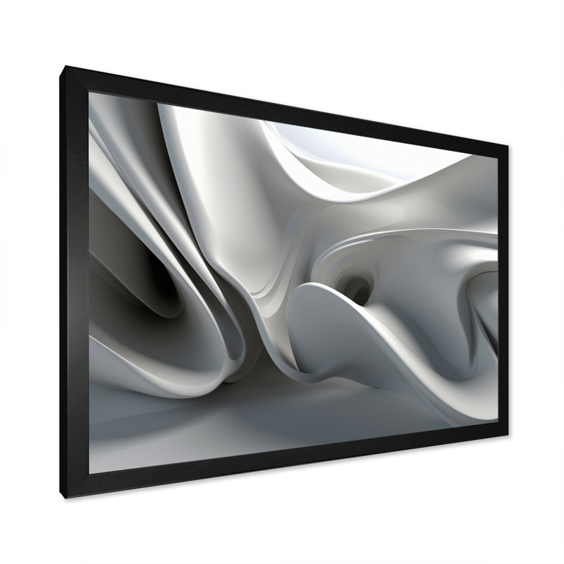 Blanc noir abstrait contemplatif - impression, Cadre simple noir, H 16 po x l 32 po x P 1 po