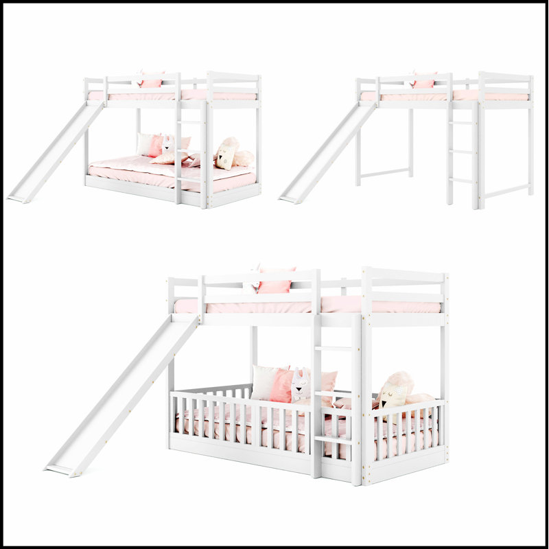 Au-dessus d'un lit superposé avec glissade et échelle, conception convertible pour le plaisir et la sécurité dans les chambres d'enfants