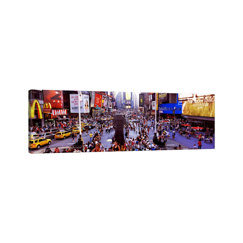 People In A City, Times Square, Manhattan, New York City, New York State, USA by Panoramic Images - Wrapped Canvas Panoramic Print