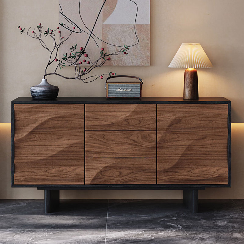 Retro Wavy Sideboard, 33.46" H x 59.06" W  x 15.75" D