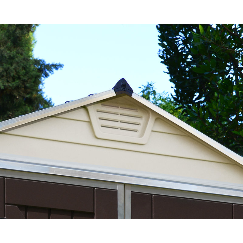 Tan and Brown Polycarbonate Aluminum Storage Shed