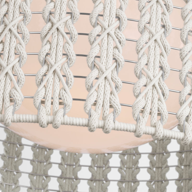 Catania 30" Hanging Shade With Cream Braided Rope, 29.25" H x 39.25" W x 39.25" D, Polished Nickel
