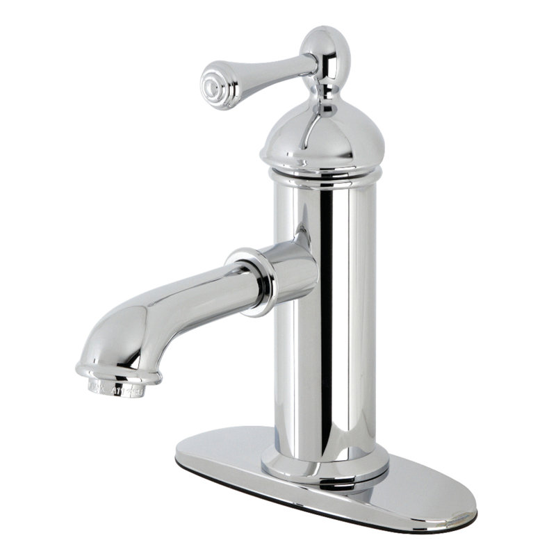 Kingston Brass Paris Single-Handle 1-Hole Deck Mount Bathroom Faucet with Brass Pop-Up, Polished Chrome