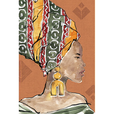 African Flair V Warm 1 Piece Wrapped Canvas Painting