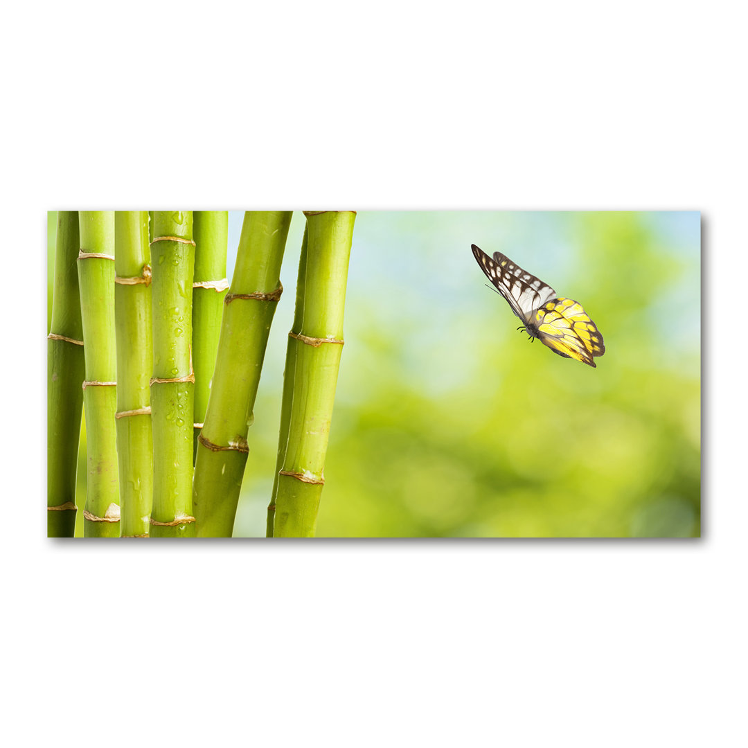 Bambus und Schmetterling - Kunstdrucke auf Leinwand - Wrapped Canvas