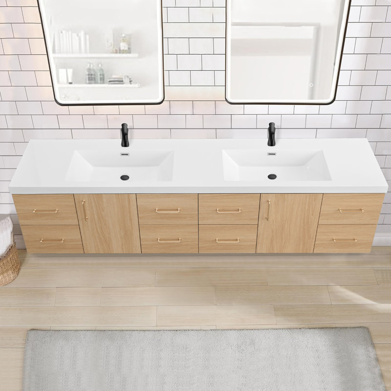 Meuble-lavabo double 84 po avec comptoir double blanc