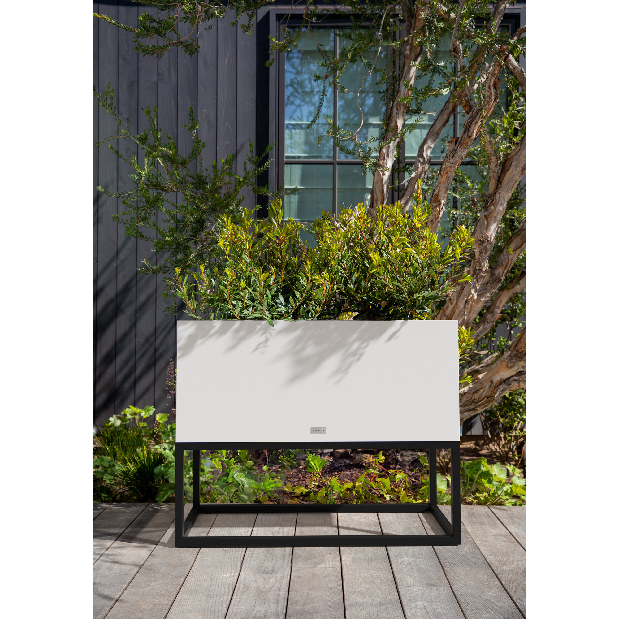 Veradek Block Series Raised Long Box Planter, White, 30" H x 15" W x 38" D