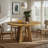 Solid Wood Round Dining Table for 4-6, Farmhouse Kitchen Table with Cross Base