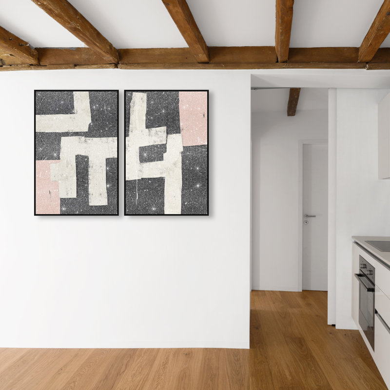 Placed Together Set Set by Oliver Gal, 25"H x 37"W, Black Floater Frame