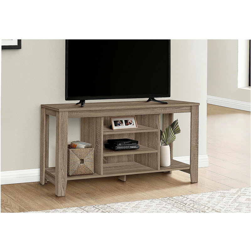 Meuble télé 48 po, console, centre multimédia, tablette de rangement, salon, chambre à coucher, placage brun, Taupe