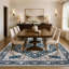 Tapis lavable rétro à motif médaillon d'inspiration persane-133386423