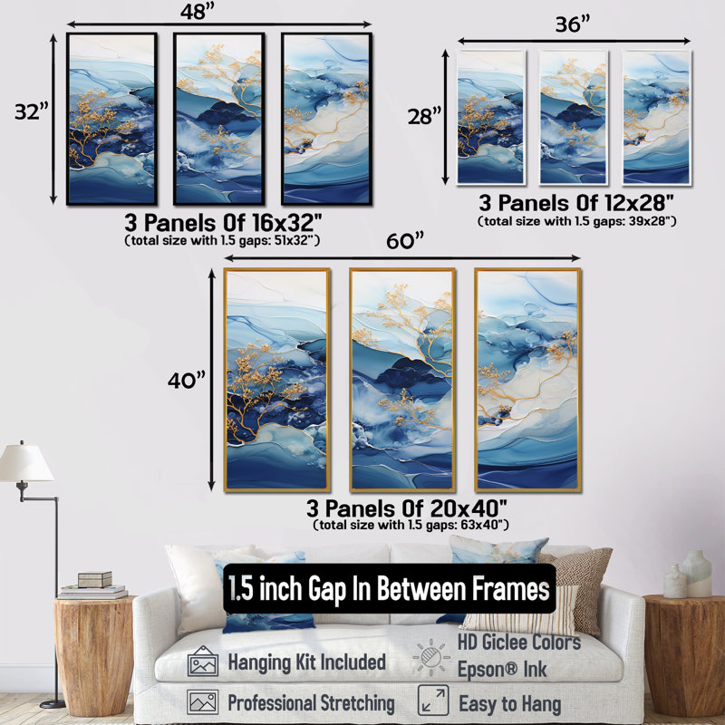 «White and Blue Alco», ensemble d'impressions d'art mural, Cadre flottant noir, H 28 po x l 36 po x P 1 po