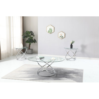 ENSEMBLE DE TABLE 3 PIÈCES EN Chrome