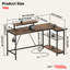 L-Shaped Metal Base Computer Desk with Power Outlet-613179456