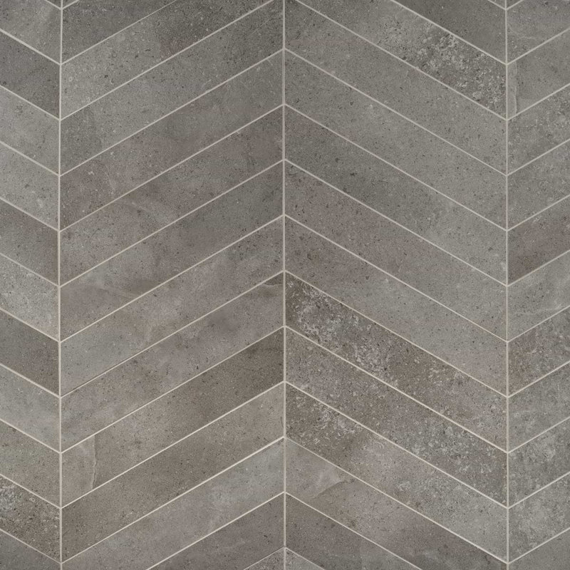 New Rock 4x21 Chevron Matte Porcelain Tile, Fossil Dark Gray