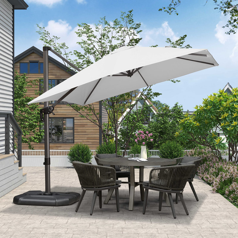 Parasol carré en porte-à-faux 9 pi sans base Anoush, Blanc