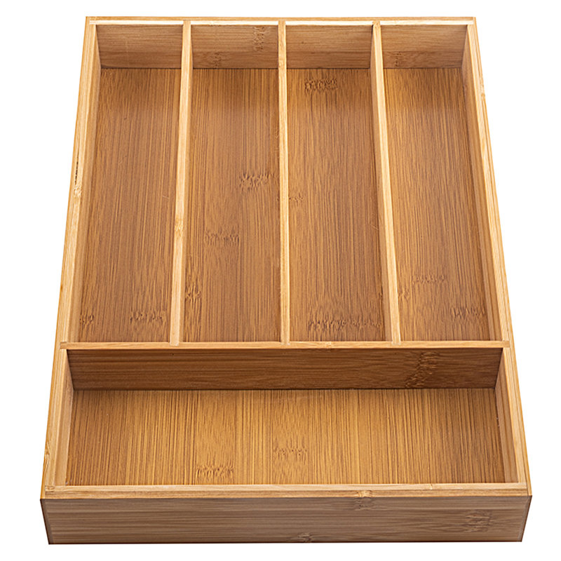 Bamboo Rect 5-Sectional Cutlery Tray